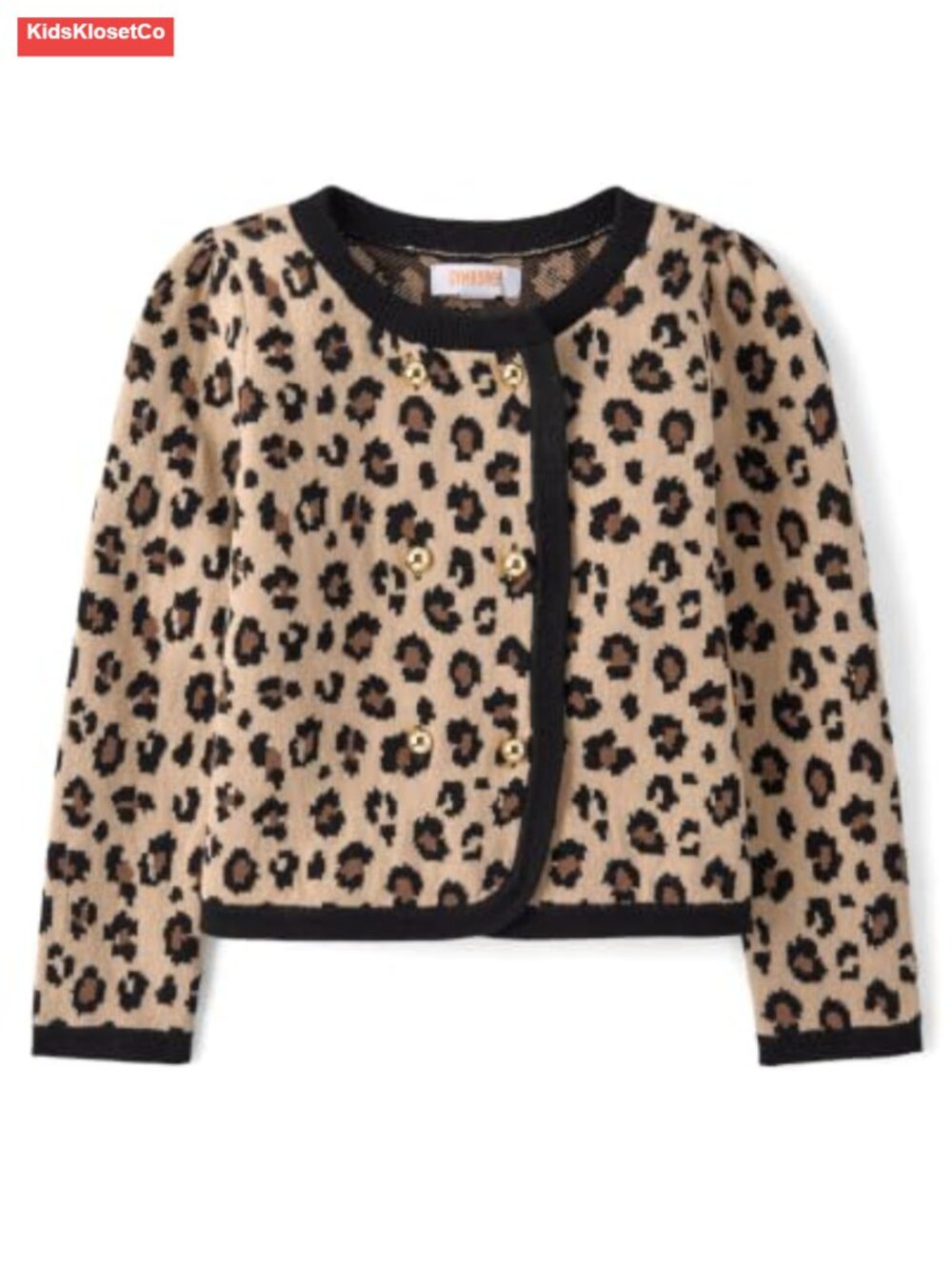 Baby-Girls Toddler Long Sleeve Cardigan Cotton Leopard Print Gold Buttons